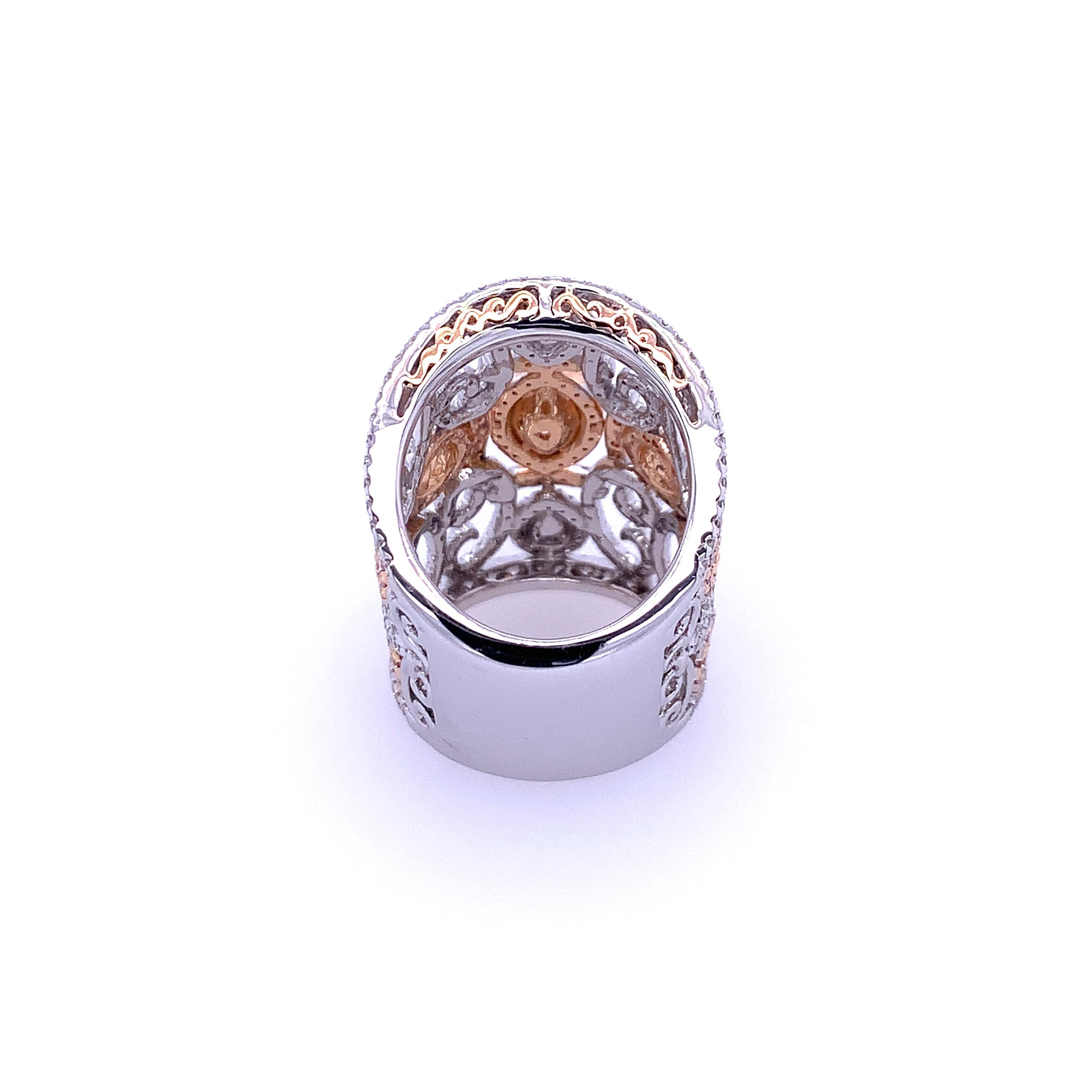 Gregg Ruth Bague filigrane en diamants roses et blancs en vente 1