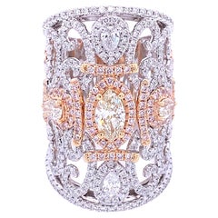 Filigraner Ring von Gregg Ruth mit rosa und weißen Diamanten