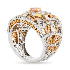 Gregg Ruth PLAT/18K Gold, Pink Diamonds and White Diamonds Filigree Ring