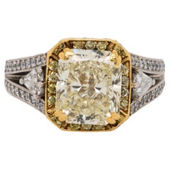 Gregg Ruth Platinum and 18K Yellow Gold Halo Ring