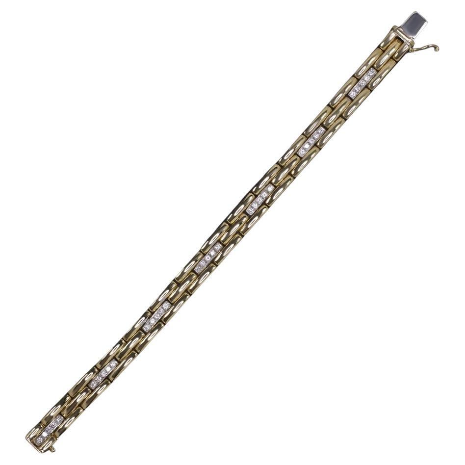 Gregg Ruth Signed 18K Yellow Gold Panther-Link Bracelet with Diamonds – 32.4g