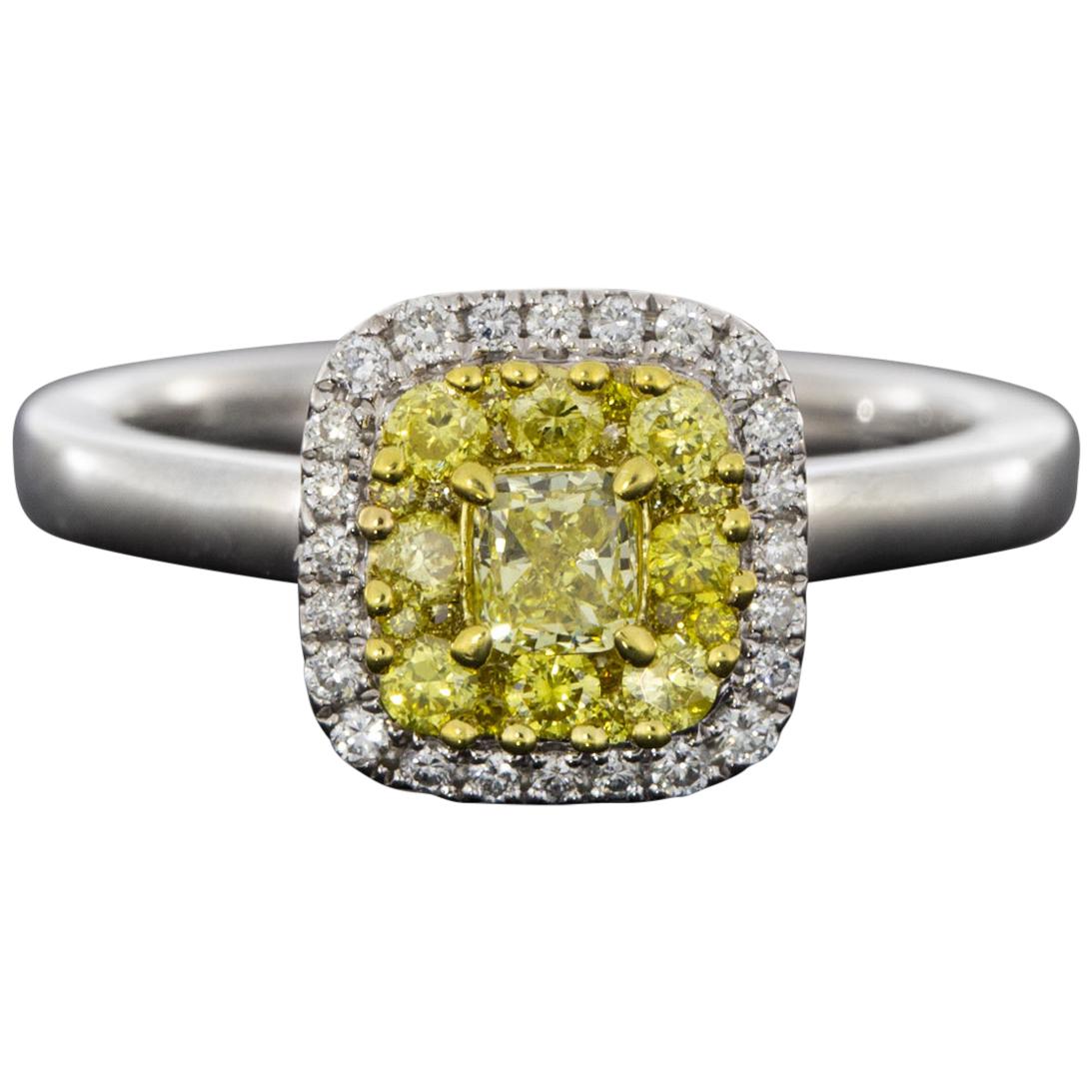 Gregg Ruth White Gold 0.66 Carat Princess Diamond Halo Engagement Ring