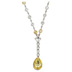 Gregg Ruth Collier pendentif station en or bicolore 18 carats avec diamants jaunes et blancs