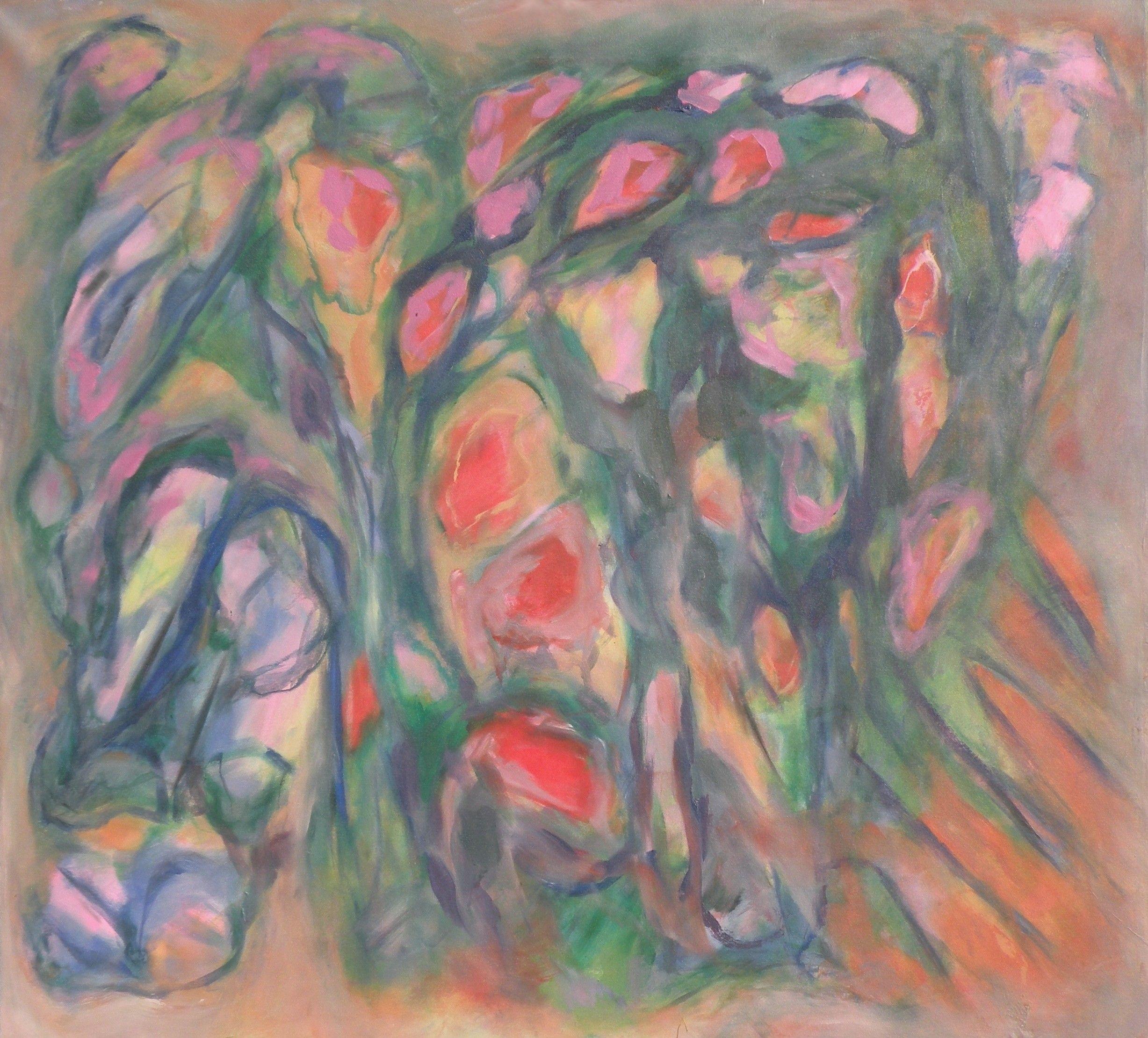 Abstract Painting Gregg Simpson - Blossoms-5, peinture, acrylique sur toile