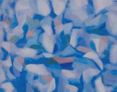 Mosaïque bleue, peinture sur toile