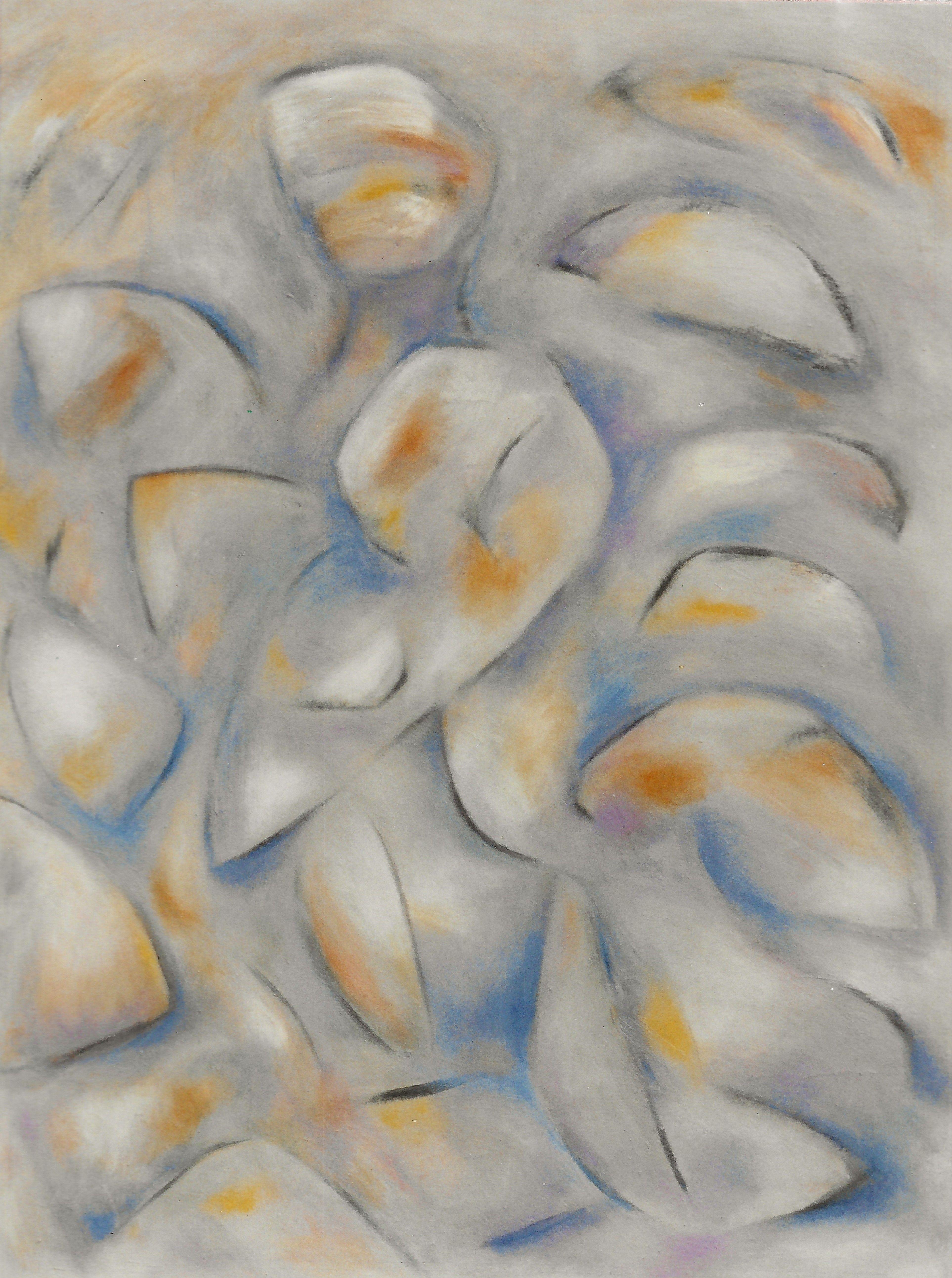 Abstract Painting di Gregg Simpson - Figura tra le rocce, Pittura, Olio su tela
