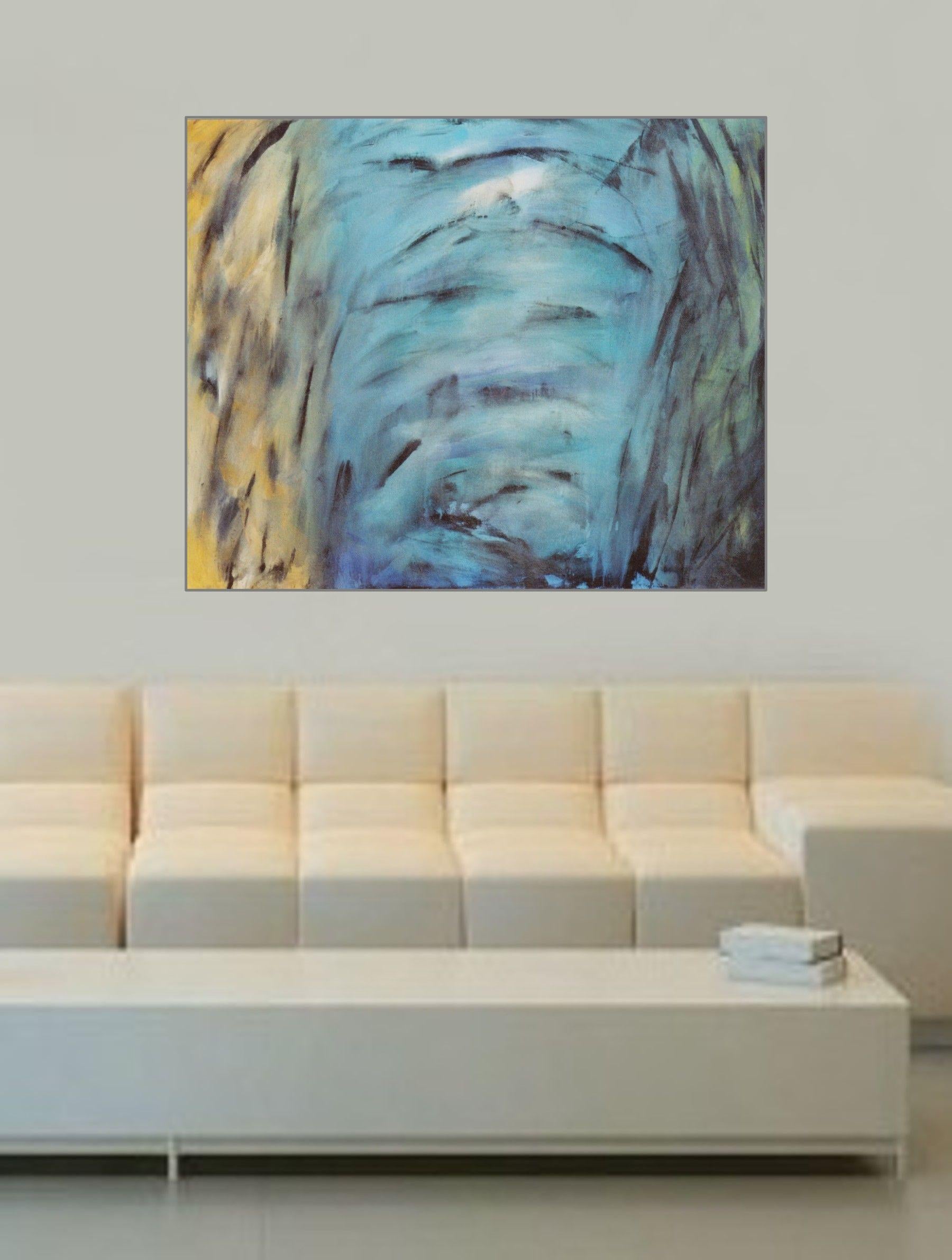 Island Vista, Painting, Acrylic on Canvas - Gray Abstract Painting by Gregg Simpson
