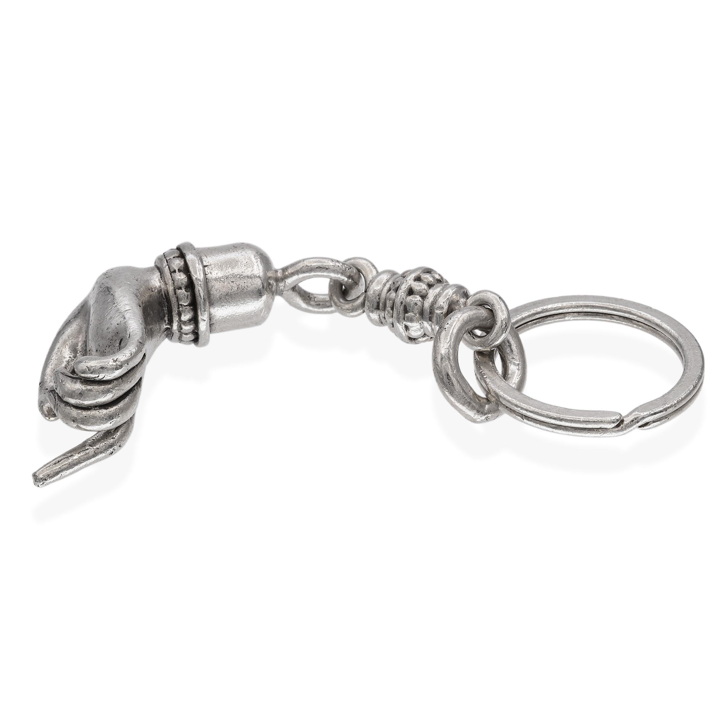 Women's or Men's Gregg Wolf Sterling Silver Hand Motif Key Ring For Sale