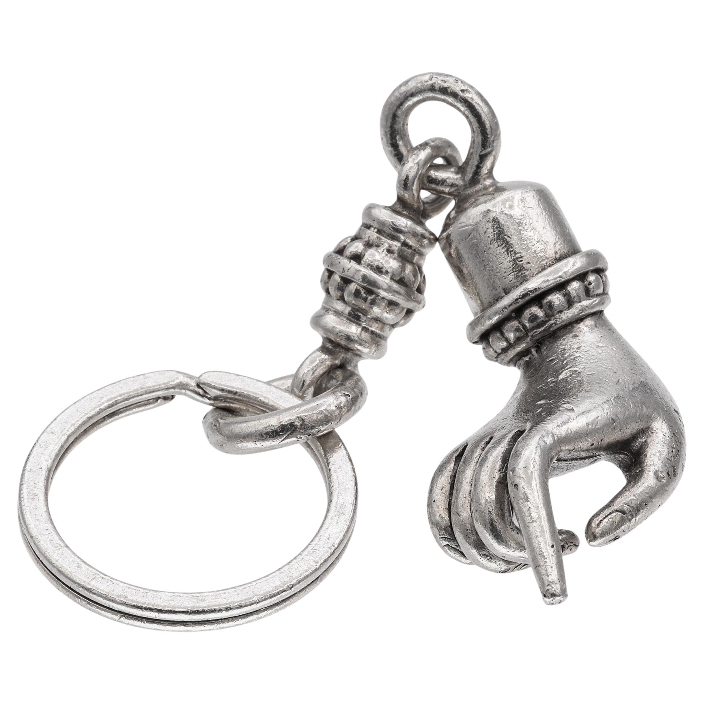 Gregg Wolf Sterling Silver Hand Motif Key Ring