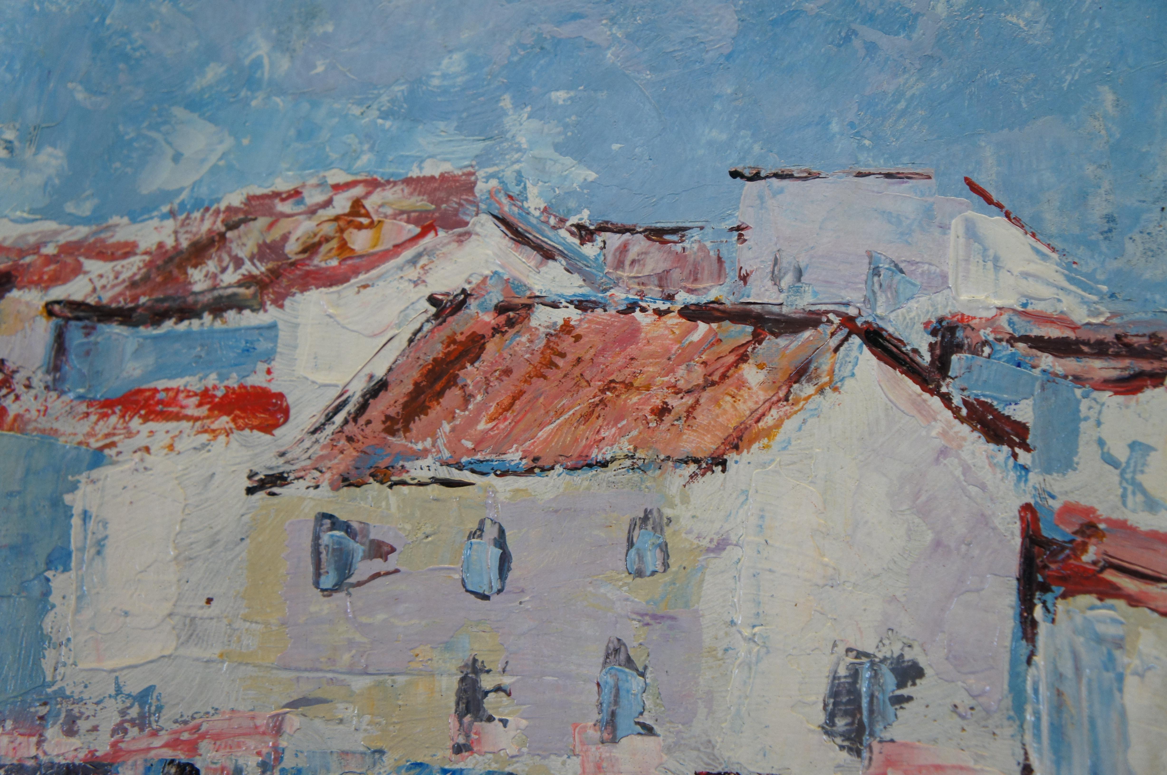 Grego Impressionista Nautico Barca Porto Pittura ad olio 24