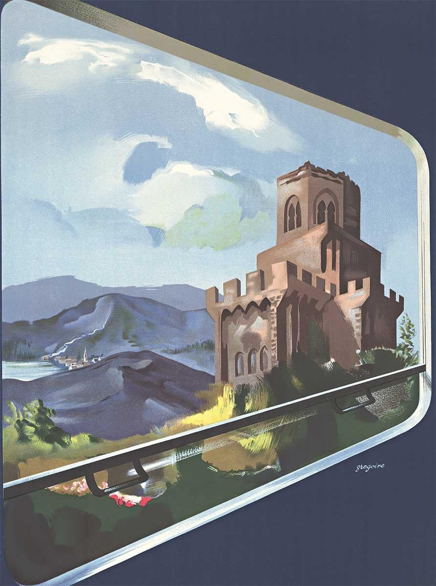 Visit France  Auvergne original SNCF vintage travel poster - Print by Gregoine 