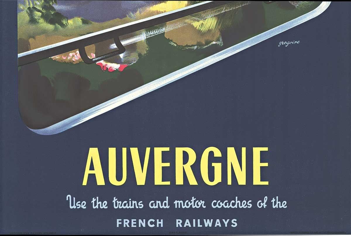 Visita la Francia  Poster di viaggio d'epoca originale della SNCF dell'Alvernia - Print Realismo americano di Gregoine 
