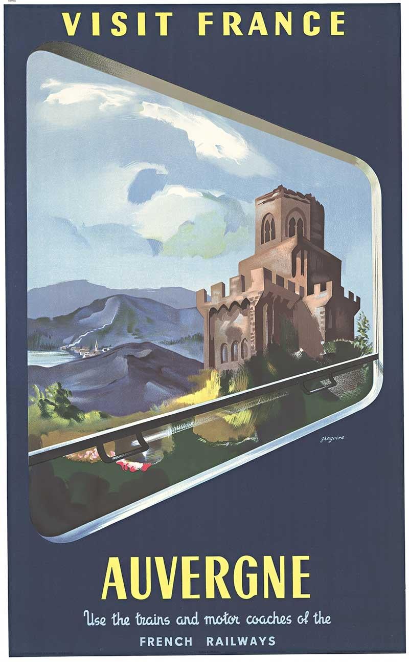 Print di Gregoine  - Visita la Francia  Poster di viaggio d'epoca originale della SNCF dell'Alvernia