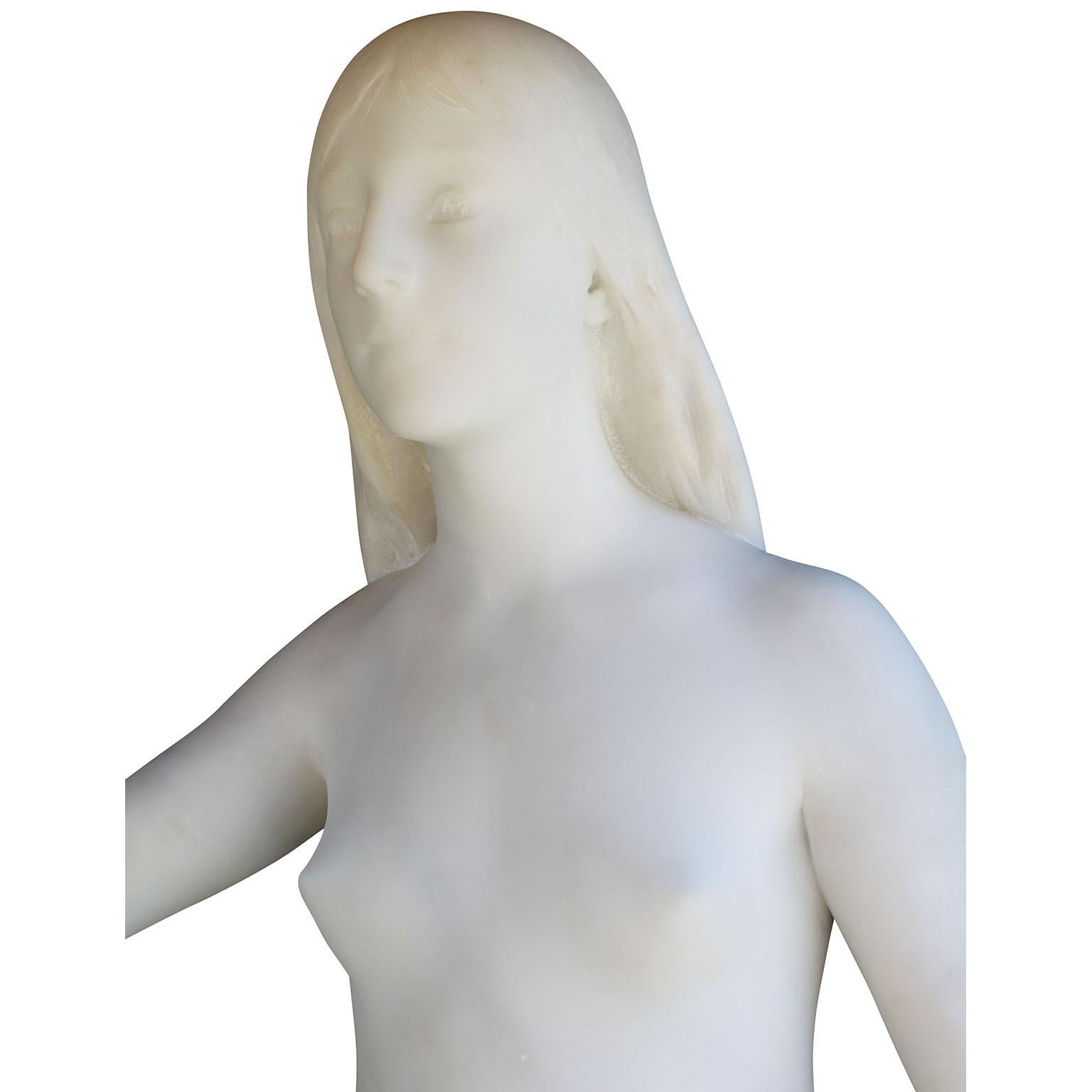 Grégoire Calvet 'French, 1871-1928' 19th Century Marble Sculpture of a Nude Girl For Sale 3