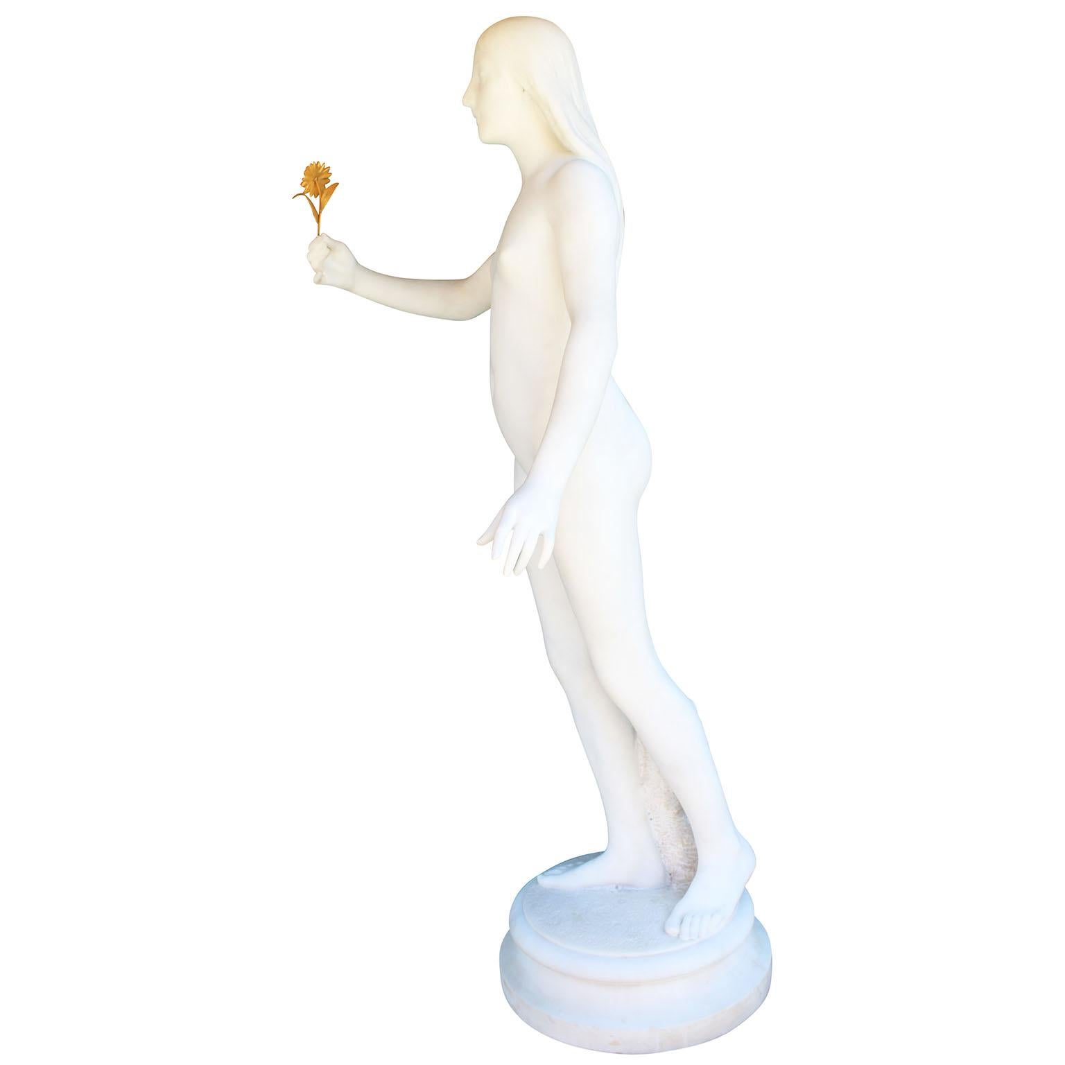 Grégoire Calvet 'French, 1871-1928' 19th Century Marble Sculpture of a Nude Girl For Sale 6
