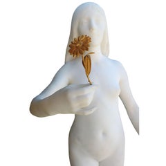 Grégoire Calvet 'French, 1871-1928' 19th Century Marble Sculpture of a Nude Girl