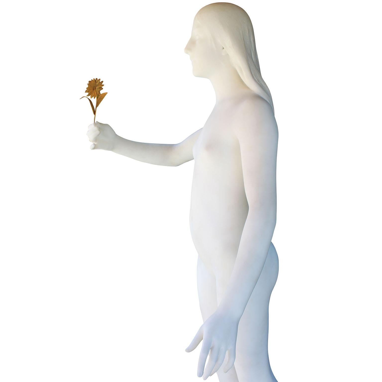 Art Nouveau Grégoire Calvet 'French, 1871-1928' 19th Century Marble Sculpture of a Nude Girl For Sale