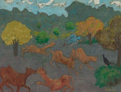Paysage et animaux di Grégoire Michonze - Pittura di animali