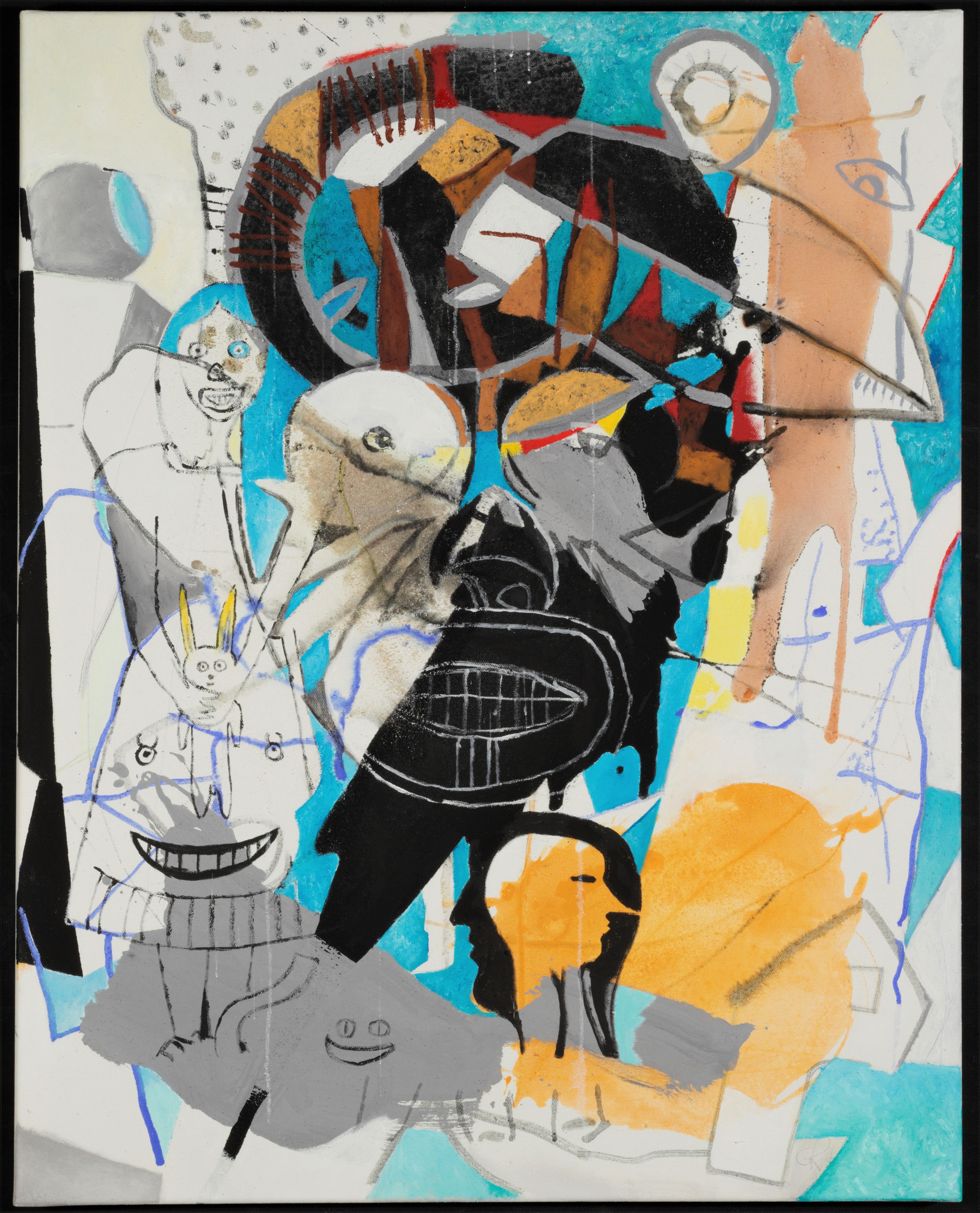 Gregor Hiltner Abstract Painting - Schneewittchen und Zwergnase, 21st century, modern, abstract, colourful