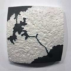 "Choke II: Isthmus of Panama & Canal (Panama)" - ceramic - map - black & white