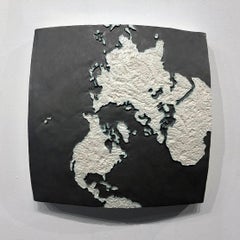 "Pierces North Hemisphere" wall sculpture - world map - ceramic - James Turrell