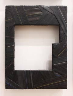 "Trace  #12" wall sculpture - black - architecture - wrapped - rubber - Christo