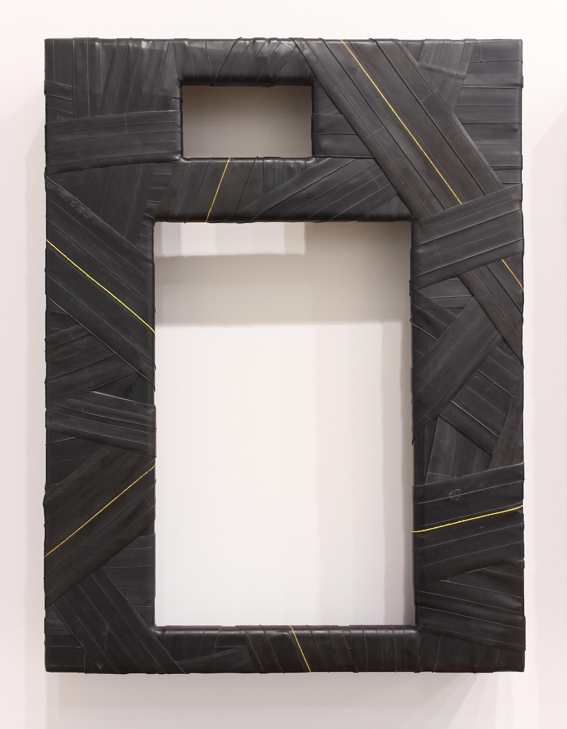 "Trace  #15" wall sculpture - black - architecture - wrapped - rubber - Christo
