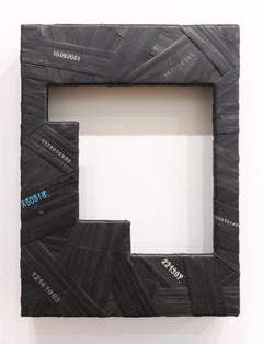 "Trace #4" - wall sculpture - black - rubber - wrapped - architecture - Christo