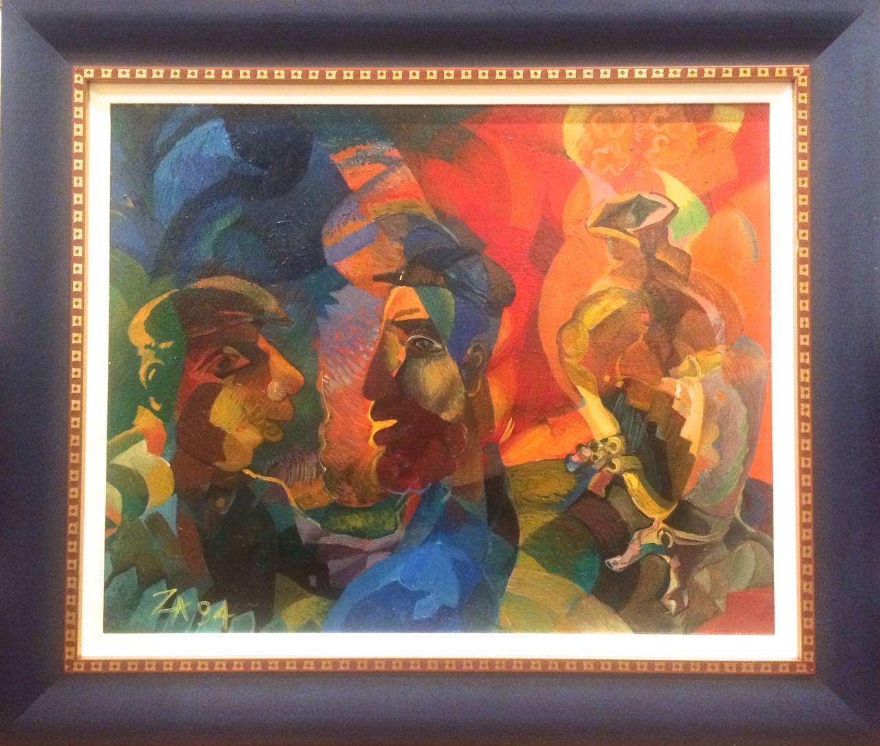 Gregor Zamierowski Figurative Painting – Tee bei Sonnenuntergang Lebendiges Öl auf Leinwand