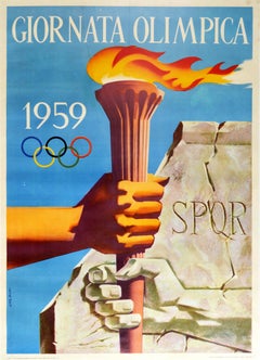 Original Vintage Poster Giornata Olimpica Modern Ancient Rome Olympic Games Day