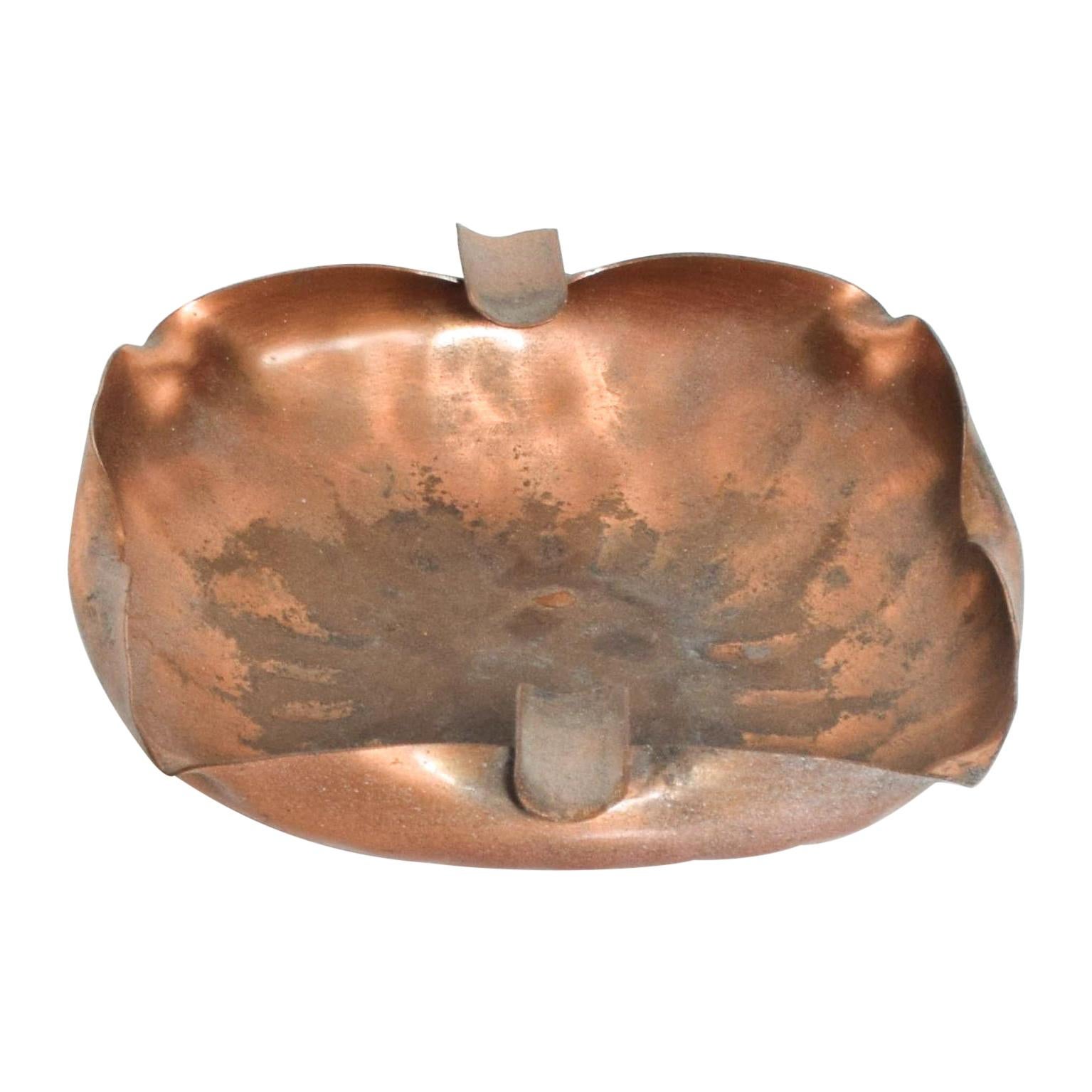 Gregorian Hammered Copper Ashtray Mid-Century Modern