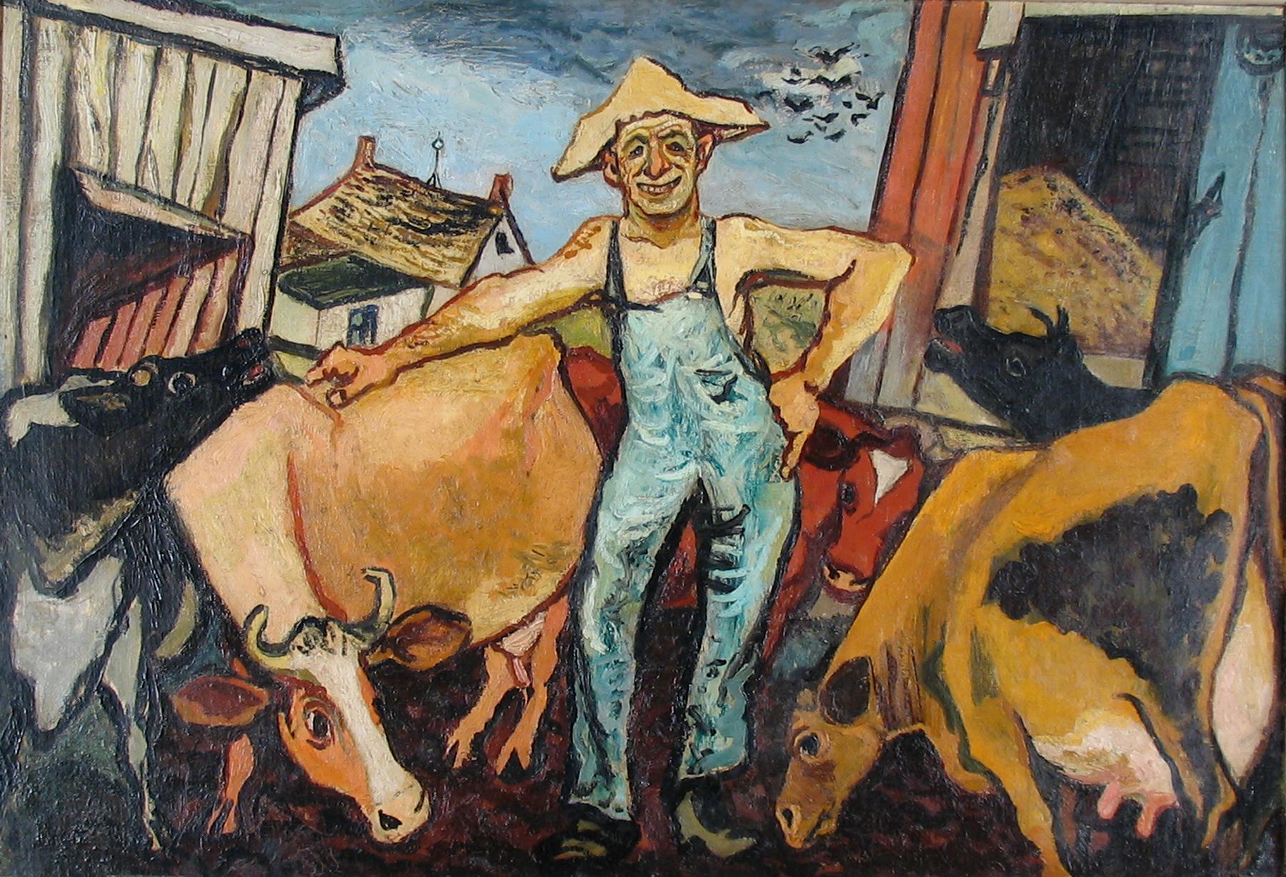 The Happy Farmer peinture à l'huile de Gregorio Prestopino en vente 1