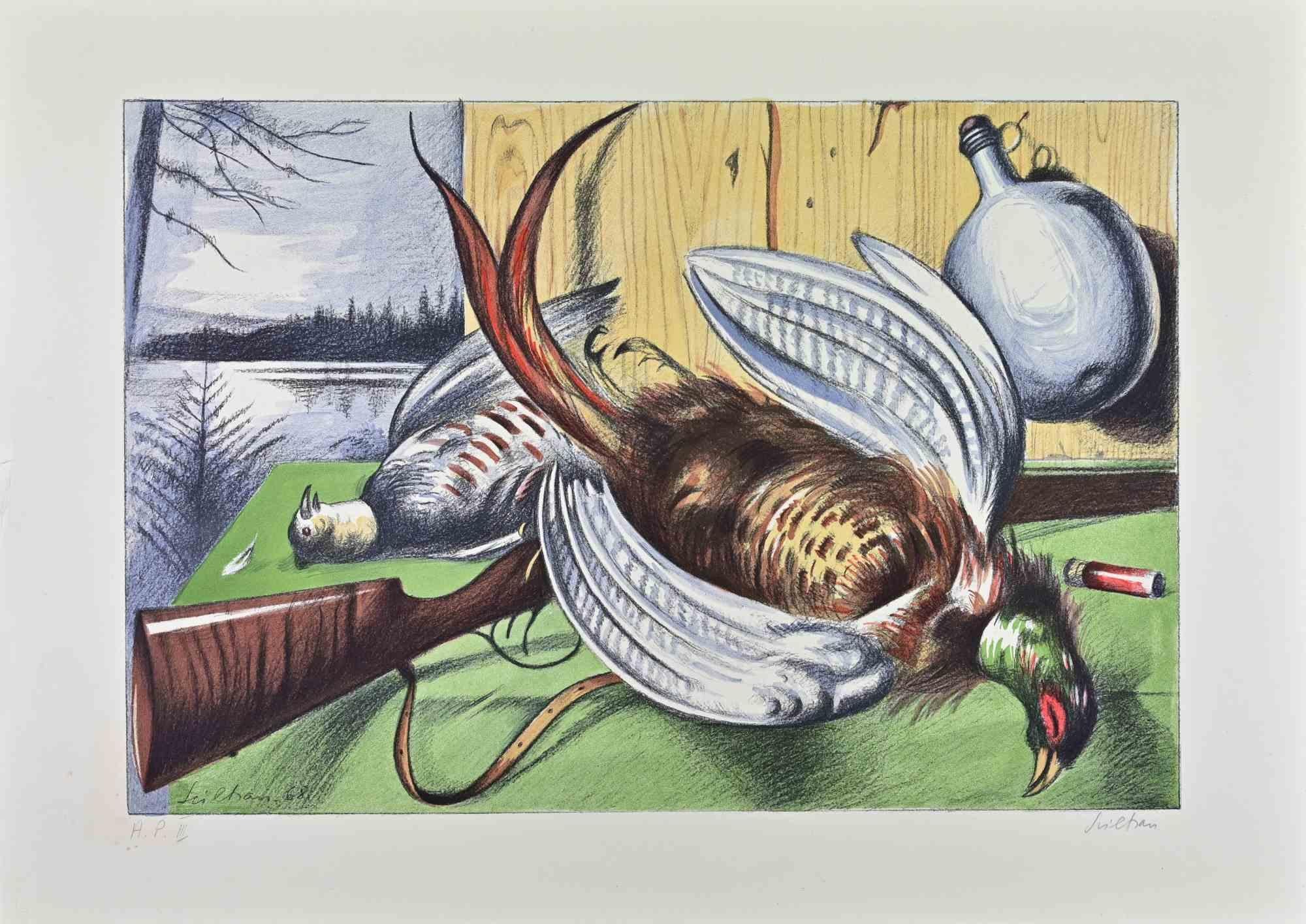 Dopo la caccia - Litografia di Gregorio Sciltian - 1968