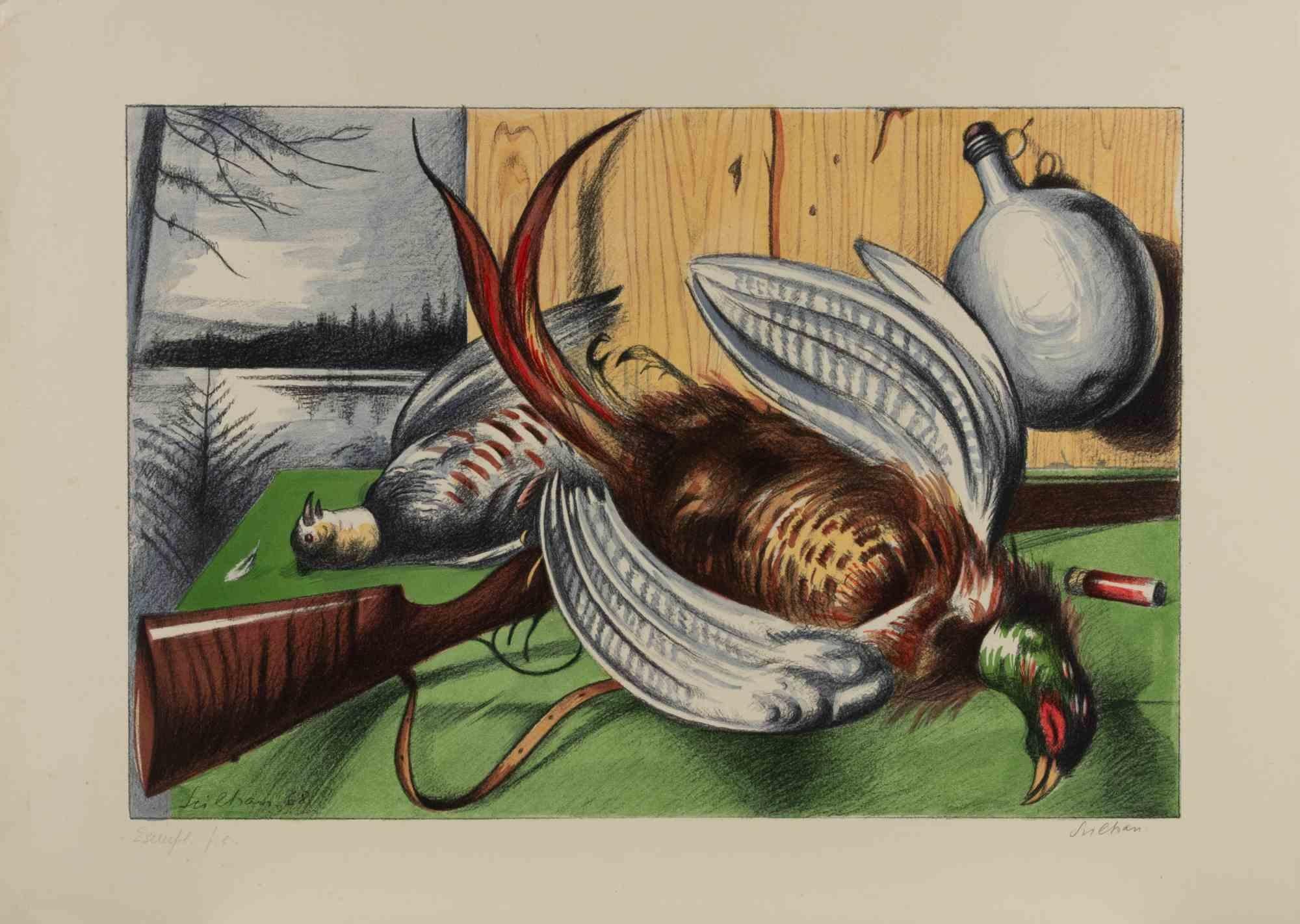 Lithographie réalisée en 1968.

Signée et datée dans la plaque.

Signé à la main au crayon.

Artistics Proof.

Dimension de l'image cm. 38x56.

Très bon état.



Gregorio Sciltian

(Nakhitchevan-sur-le-Don 1900 - Rome 1985)

Gregorio Sciltian est un