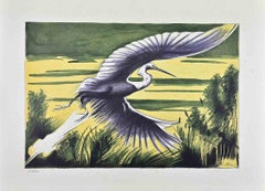 Héron - Lithographie de Gregorio Sciltian - 1968