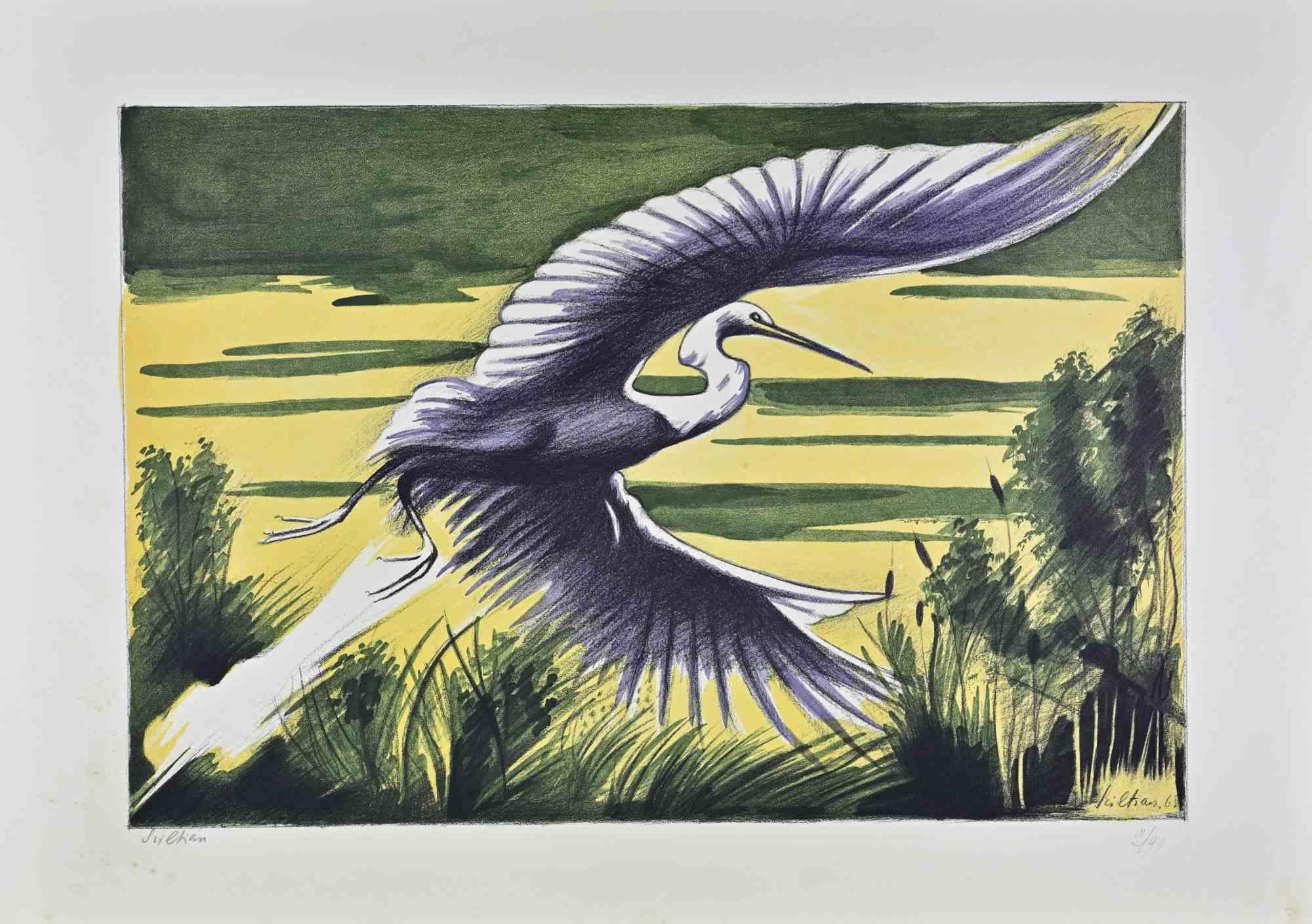 Heron - Lithograph by Gregorio Sciltian - 1968