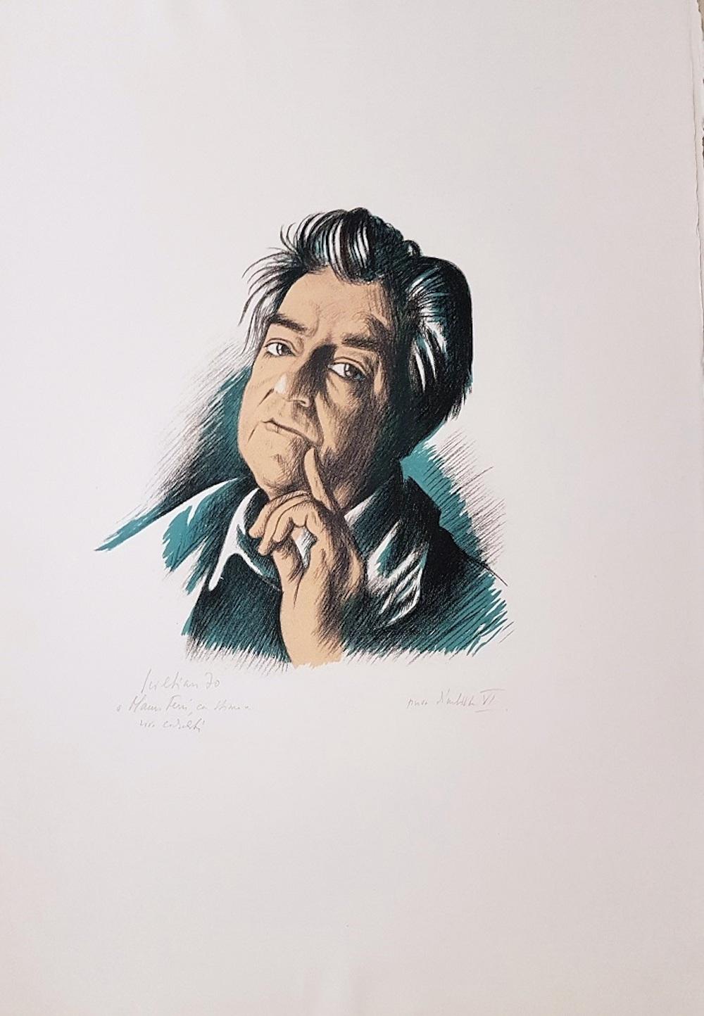 Figurative Print de Gregorio Sciltian - Autorretrato - Litografía original - Años 70
