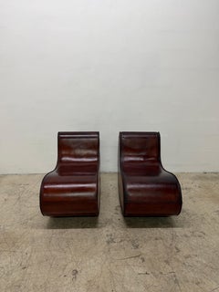Gregorio Spini "Sutra" Distressed Leather Lounge Chairs for Kundalini - a Pair