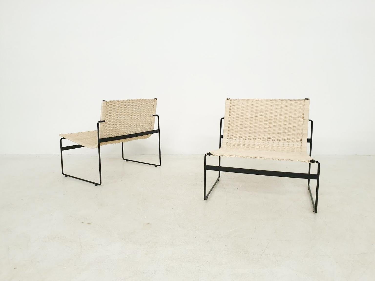 Gregorio Vicente Cortes und Luis Onsurbe Rattan-Lounge-Stühle für Metz und Co (Moderne der Mitte des Jahrhunderts) im Angebot