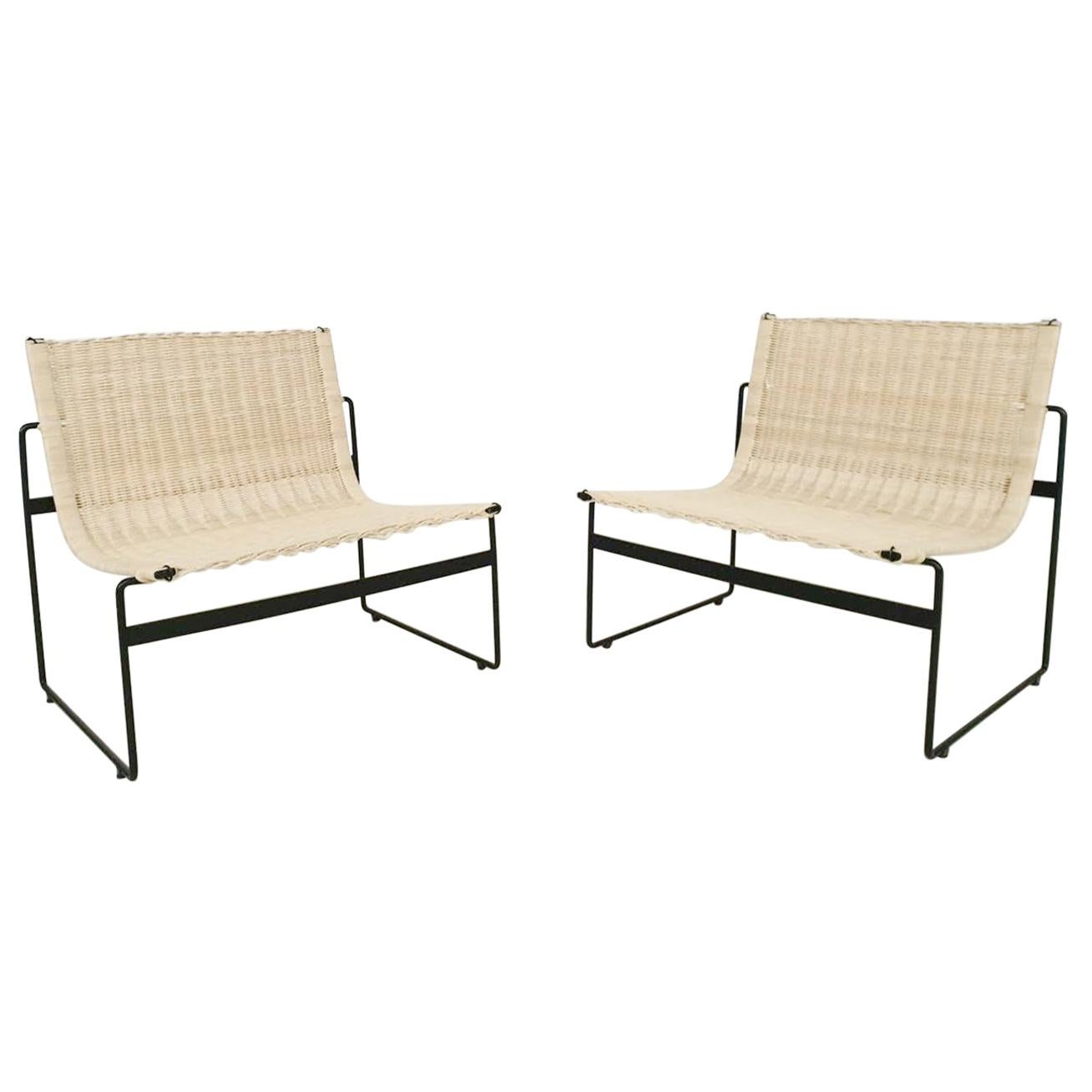 Gregorio Vicente Cortes and Luis Onsurbe Rattan Lounge Chairs for Metz and Co For Sale