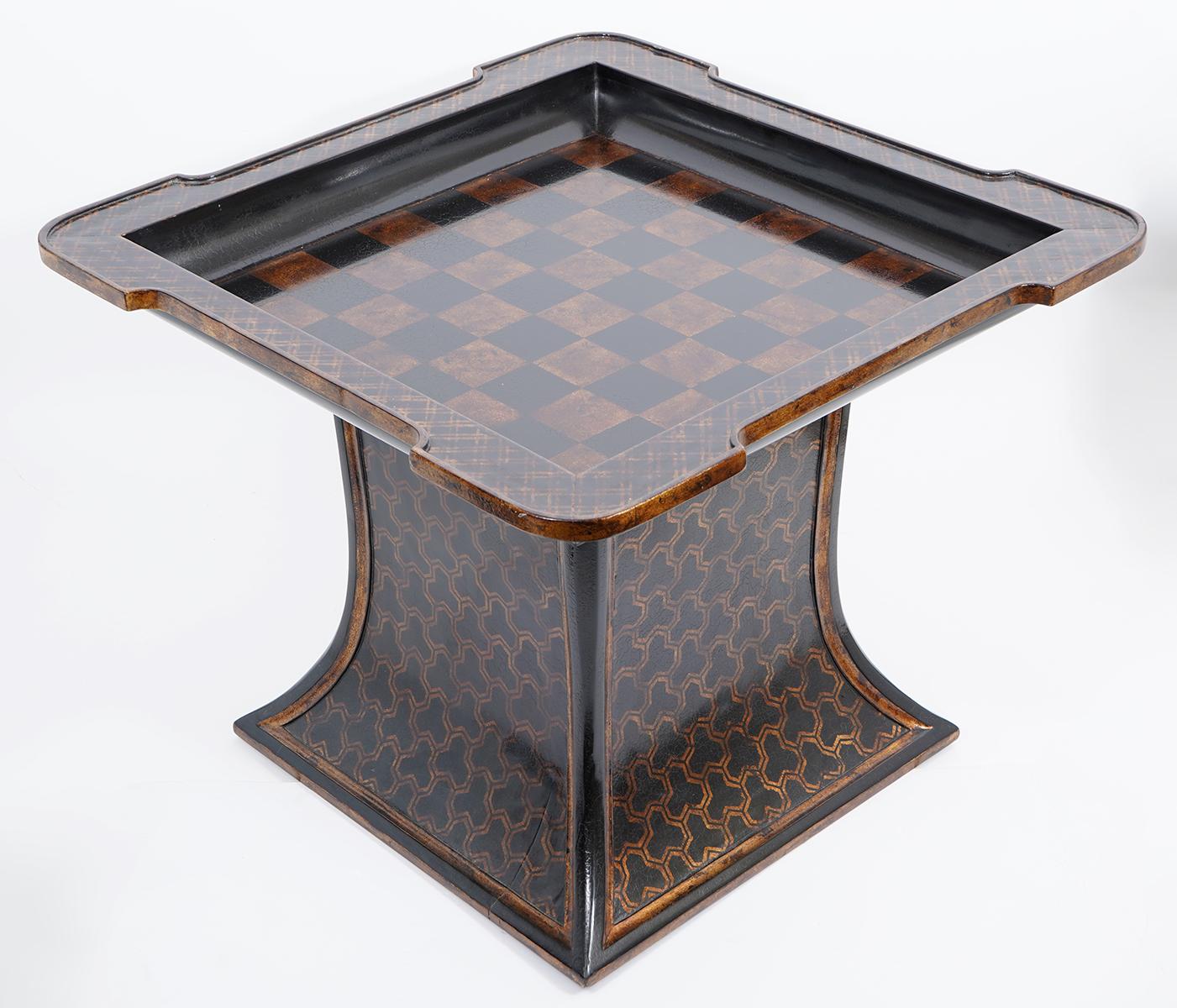 Wood Gregorius Pineo Ishizawa Chinoiserie Side Table with Game Board Top