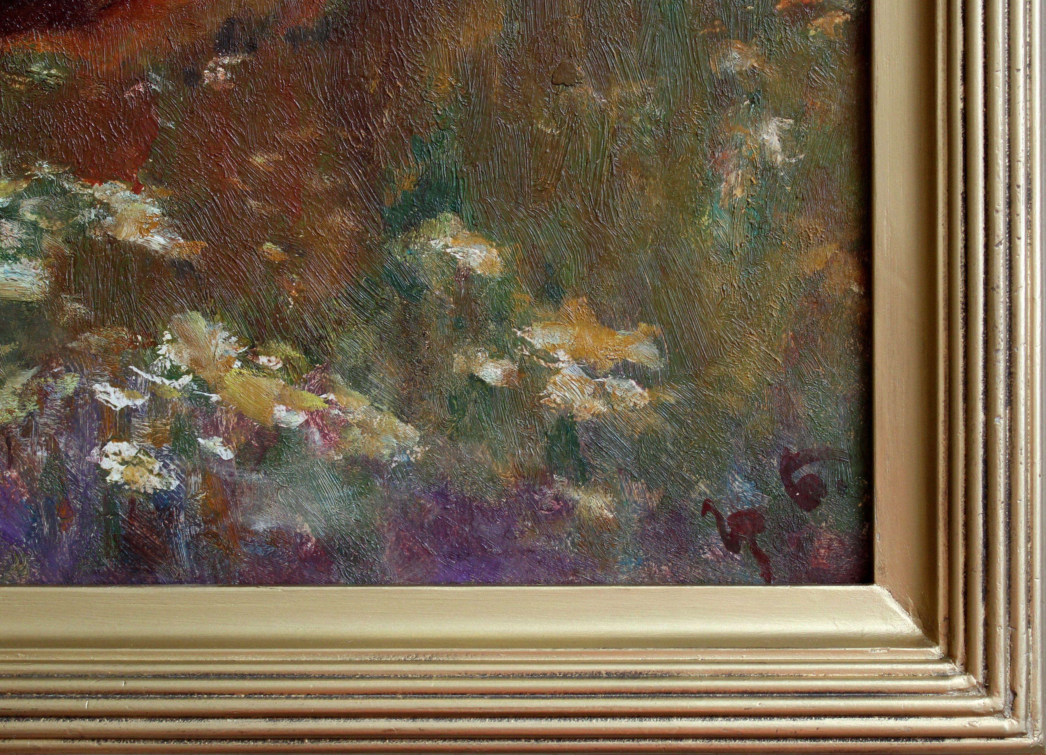 Crepuscolo d'autunno. 1981., cartone, olio, 40x50 cm - Painting Impressionismo di Gregoriy Bonia 