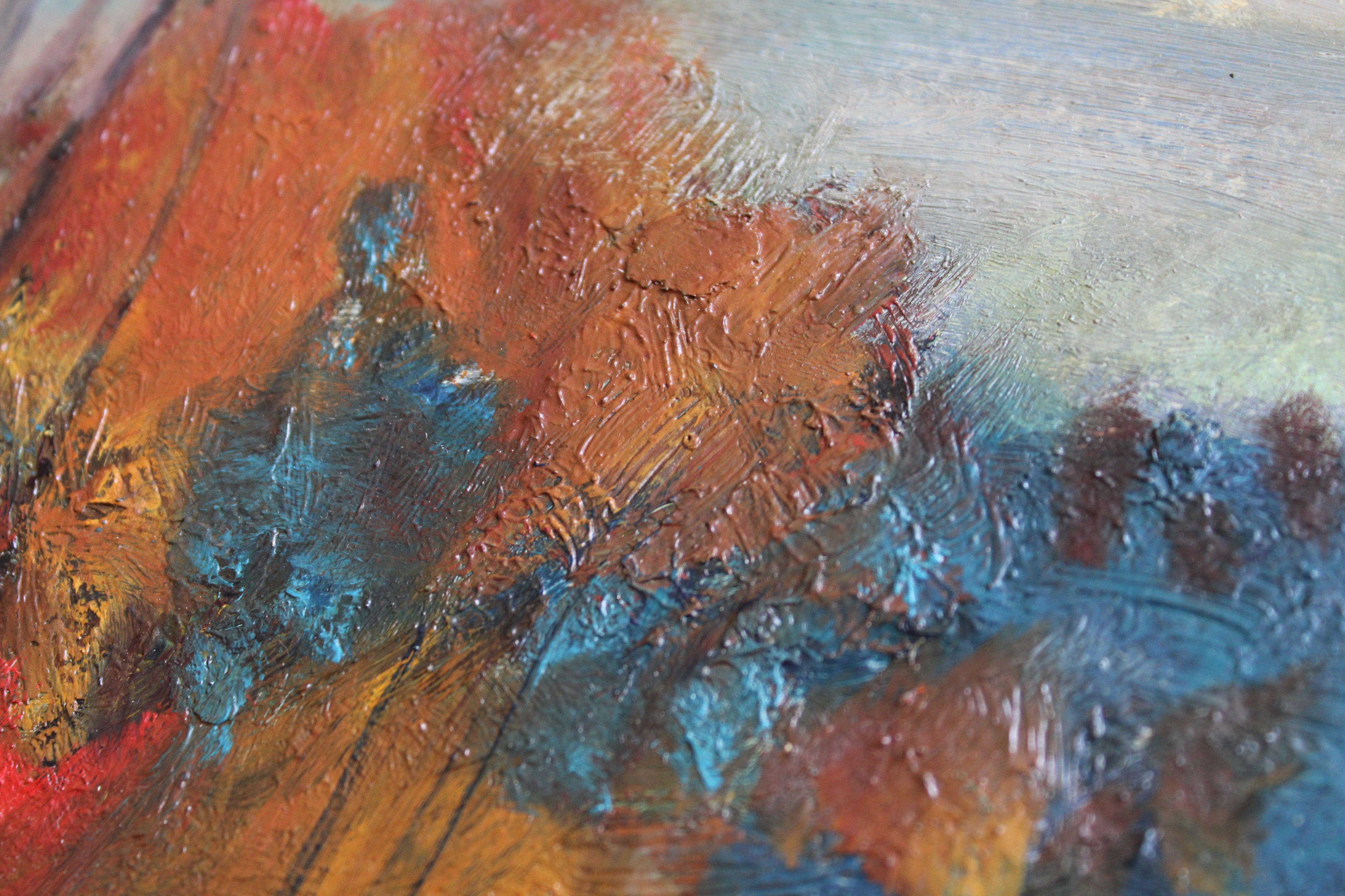 Crepuscolo d'autunno. 1981., cartone, olio, 40x50 cm in vendita 3