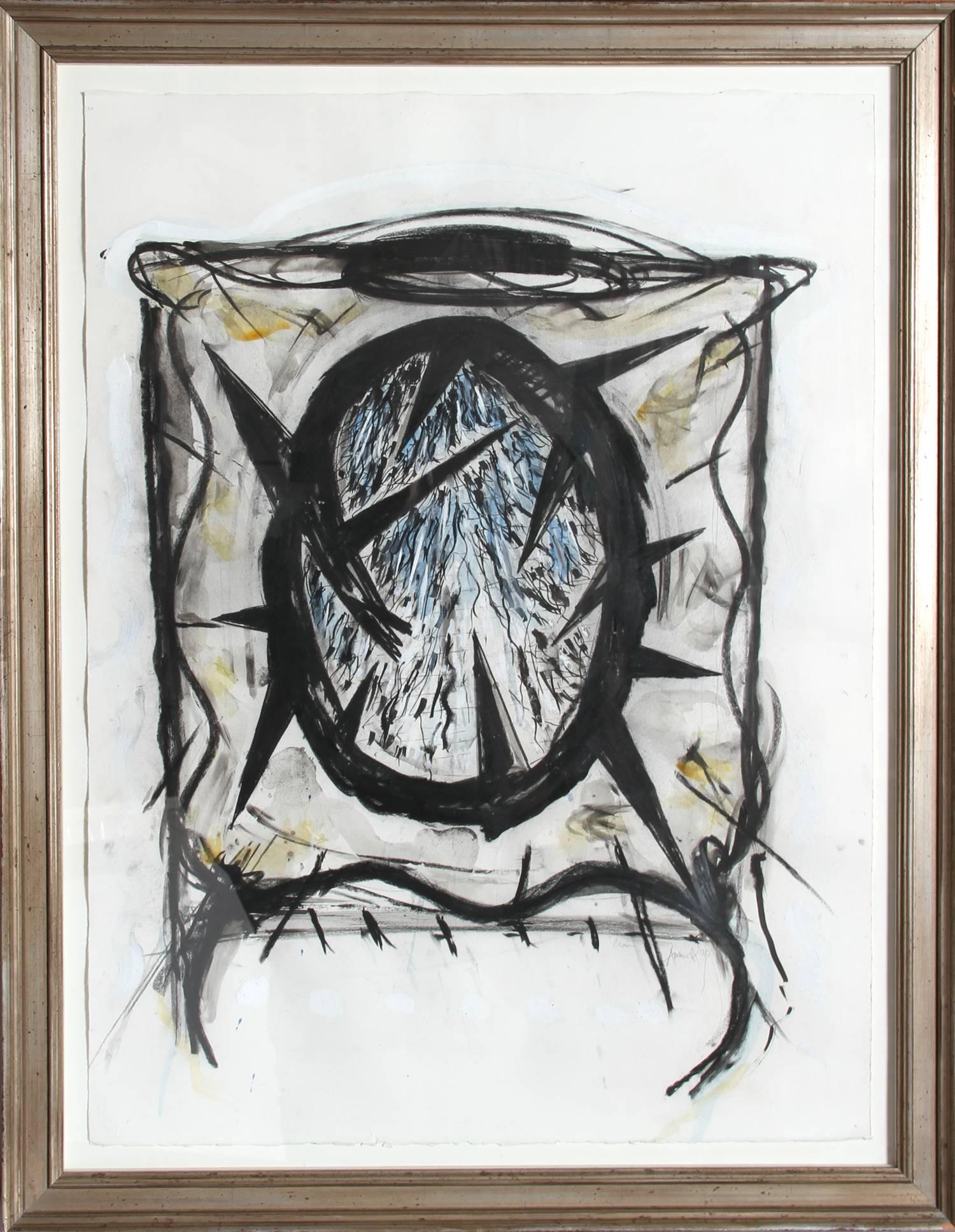 Artist: Gregory Amenoff, American (1948 - )
Title: Crown
Year: 1990
Medium: Mixed Media Painting on Paper, signed, titled and dated
Size: 34.5 in. x 25.5 in. (87.63 cm x 64.77 cm)