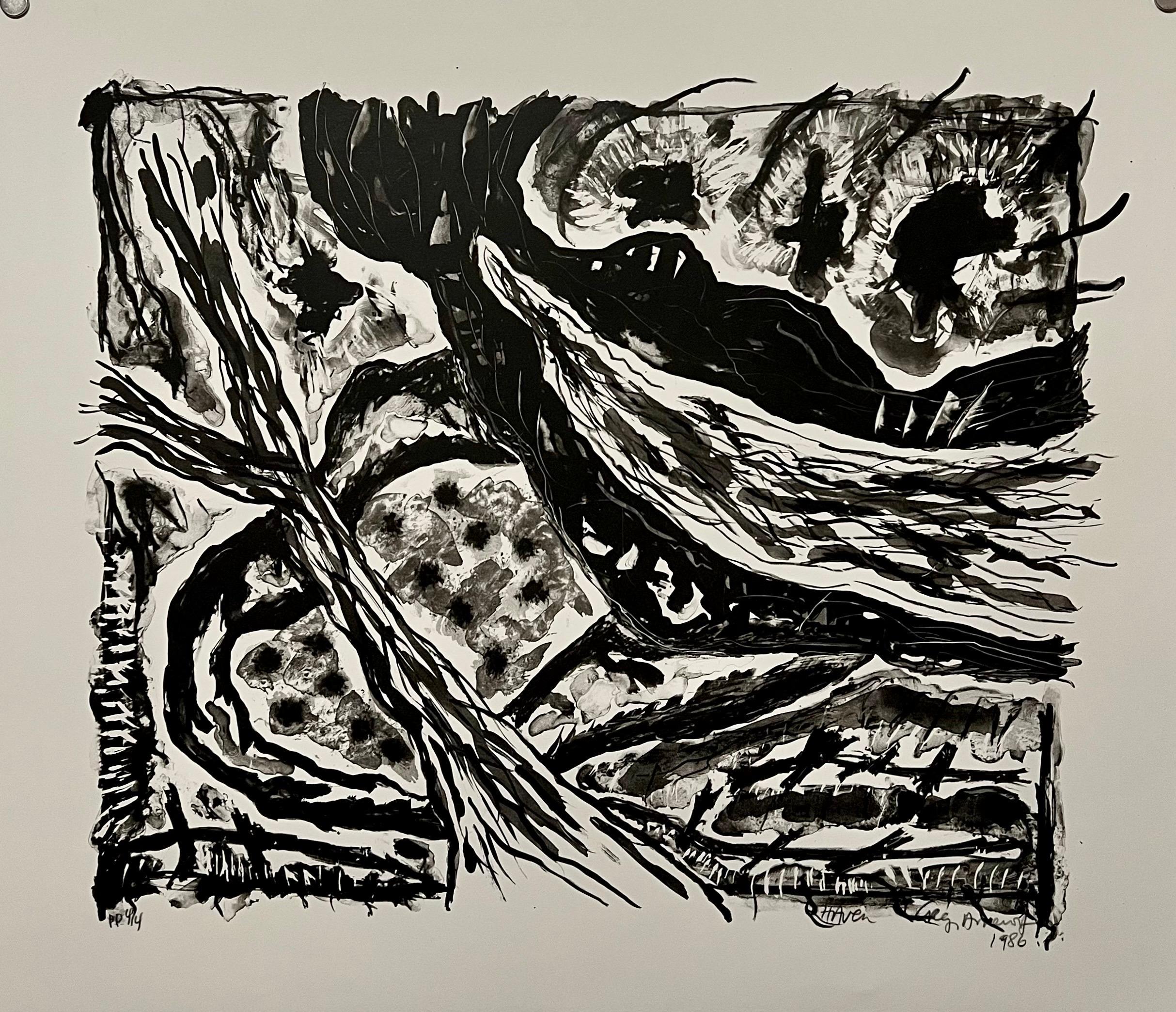 Black/White Lithograph American Modernist Gregory Amenoff Abstract Expressionist For Sale 2