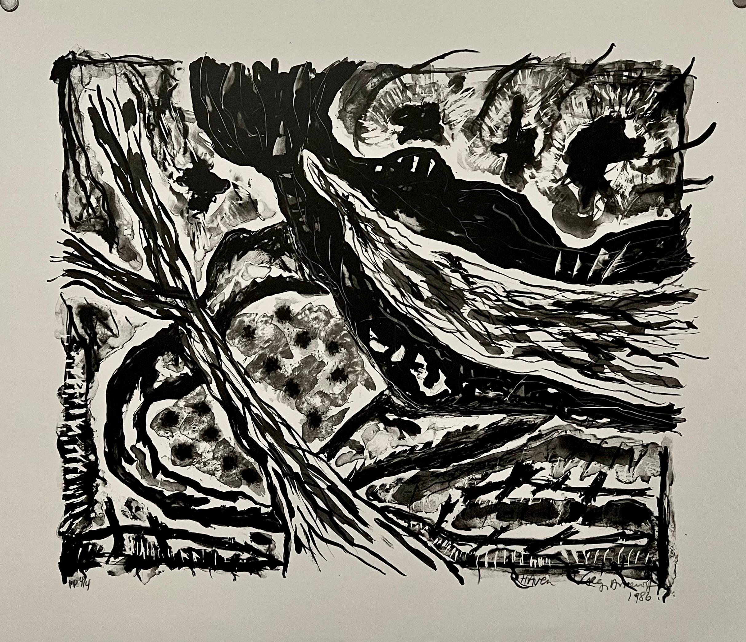 Black/White Lithograph American Modernist Gregory Amenoff Abstract Expressionist For Sale 4