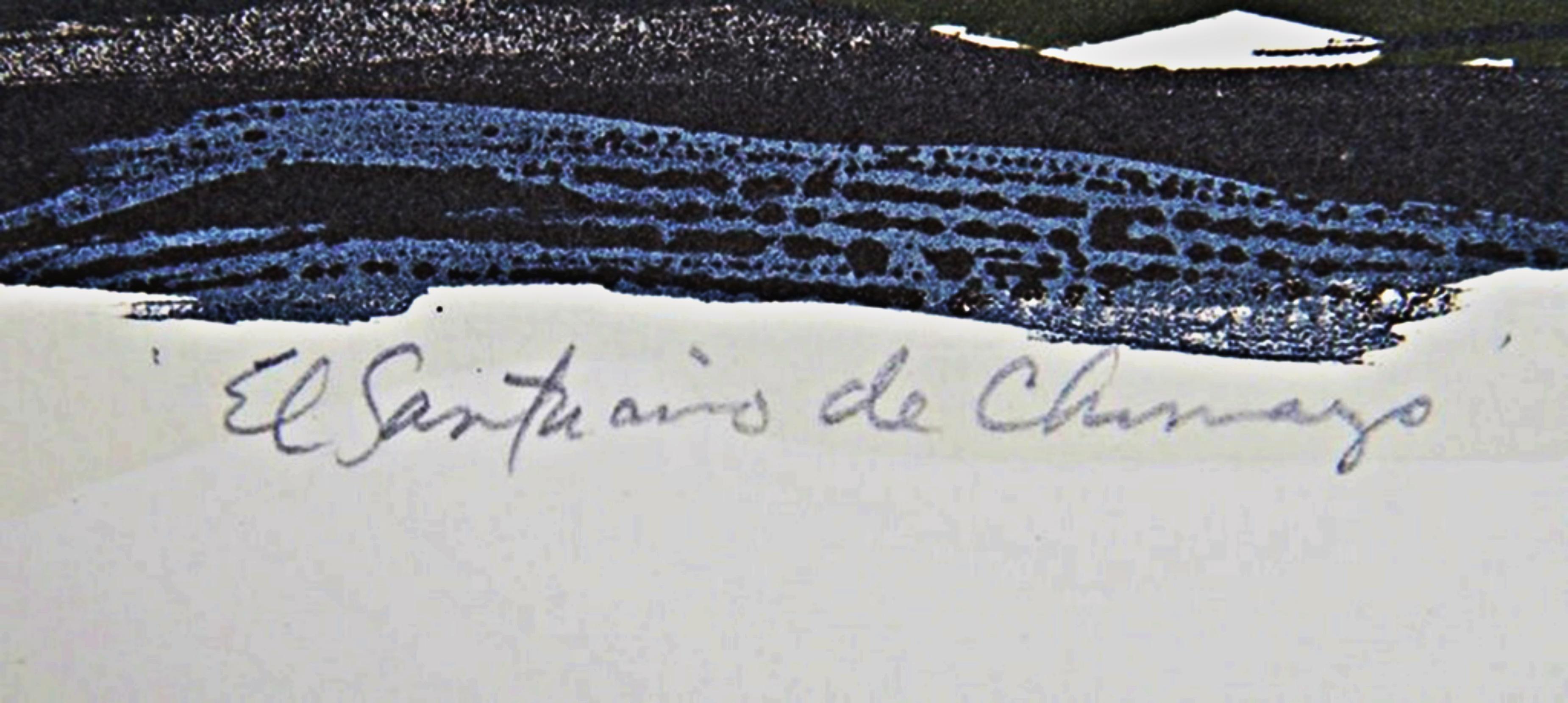 El Santuario de Chimayó, grande lithographie, signée, numérotée 1/40 artiste renommé - Noir Landscape Print par Gregory Amenoff