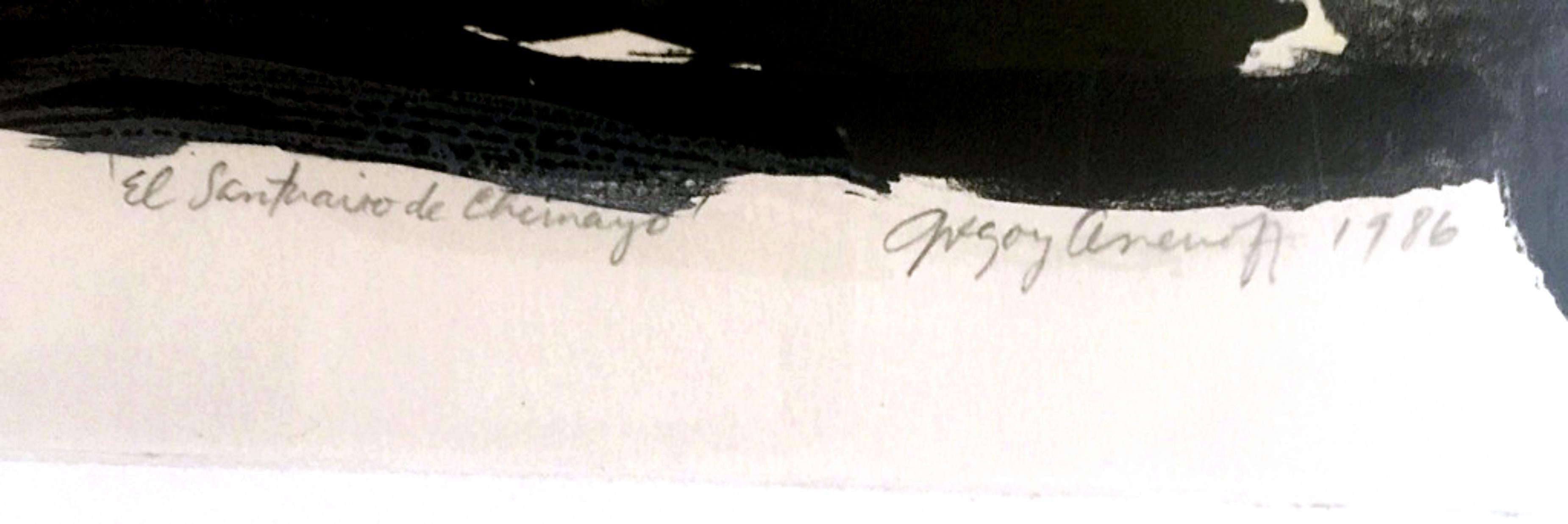 El Santuario de Chimayó, gran litografía, firmada, numerada 1/40 artista de renombre - Print Expresionismo abstracto de Gregory Amenoff
