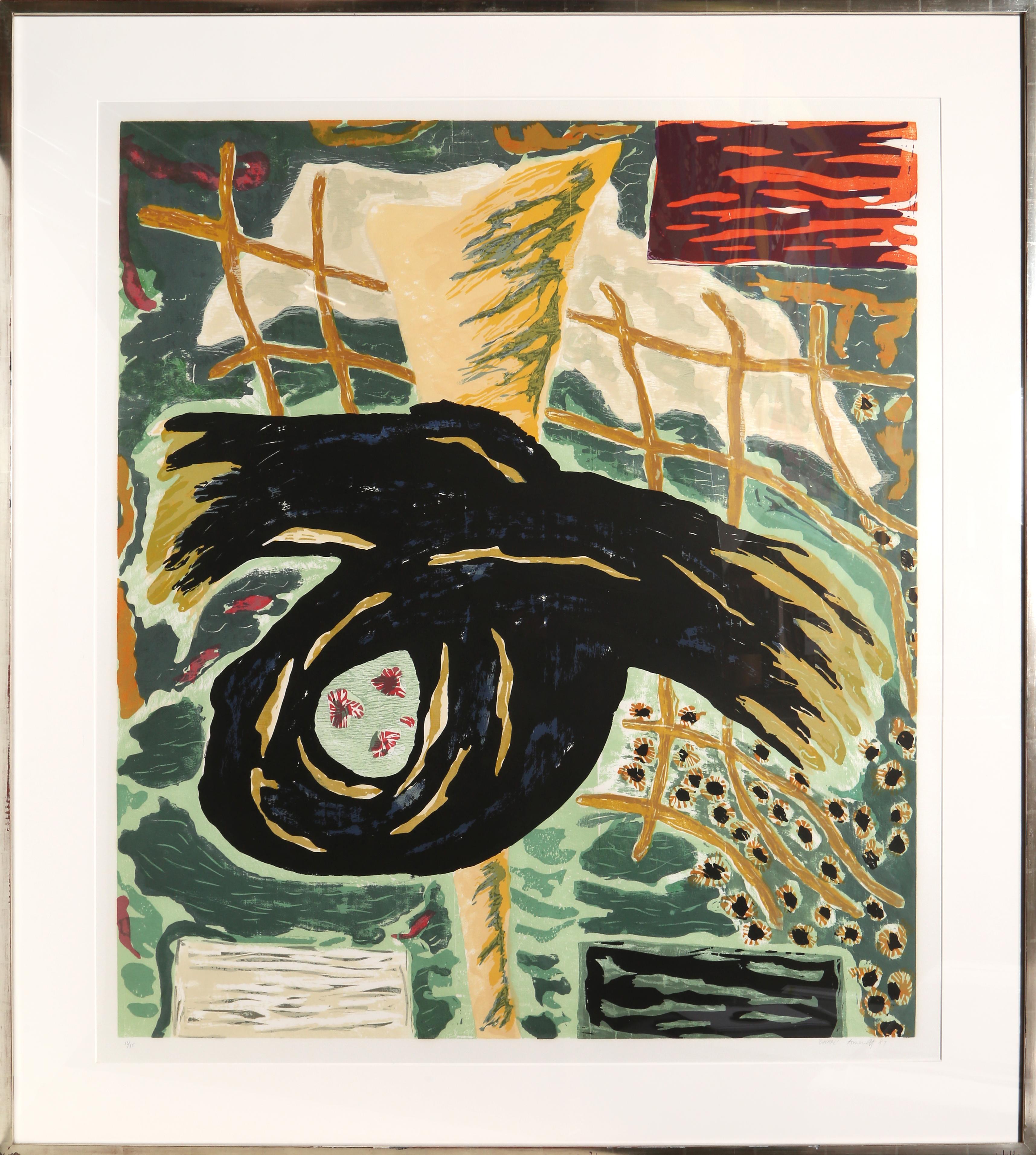 Artista: Gregory Amenoff, americano (1948 - )
Titolo: Gnarl
Anno: 1987
Media:	Xilografia e serigrafia, firmata e numerata a matita
Edizione: 35
Dimensioni dell'immagine: 41 x 36 pollici
Cornice: 52 x 47 pollici