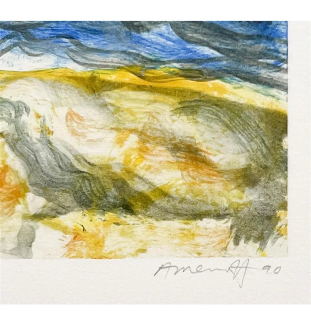 Lithographie à monogravure du moderniste américain Gregory Amenoff, expressionniste abstrait en vente 4